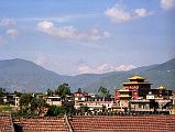 Kathmandu Boudhanath 20 Ganesh Himal On Skyline The Ganesh Himal is visible to the north west of Kathmandu from Boudhanath Stupa.